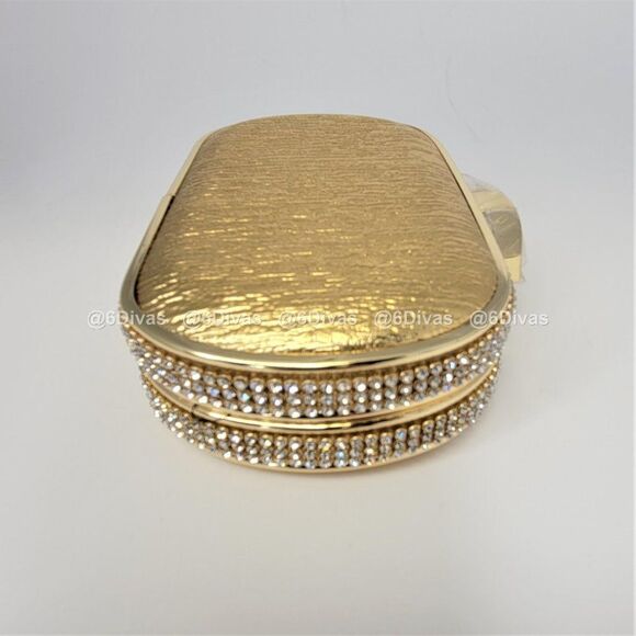 Gold Metallic Evening Purse Gold Minaudiere Cocktail Clutch Purse - Picture 9 of 11